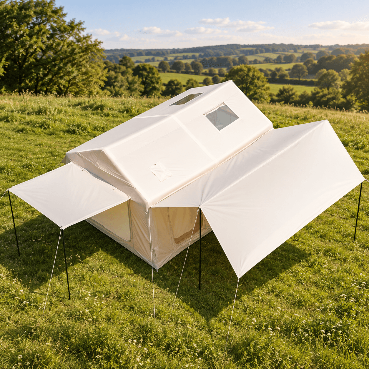 Inflatable Camping Tent with Dual Side Awnings