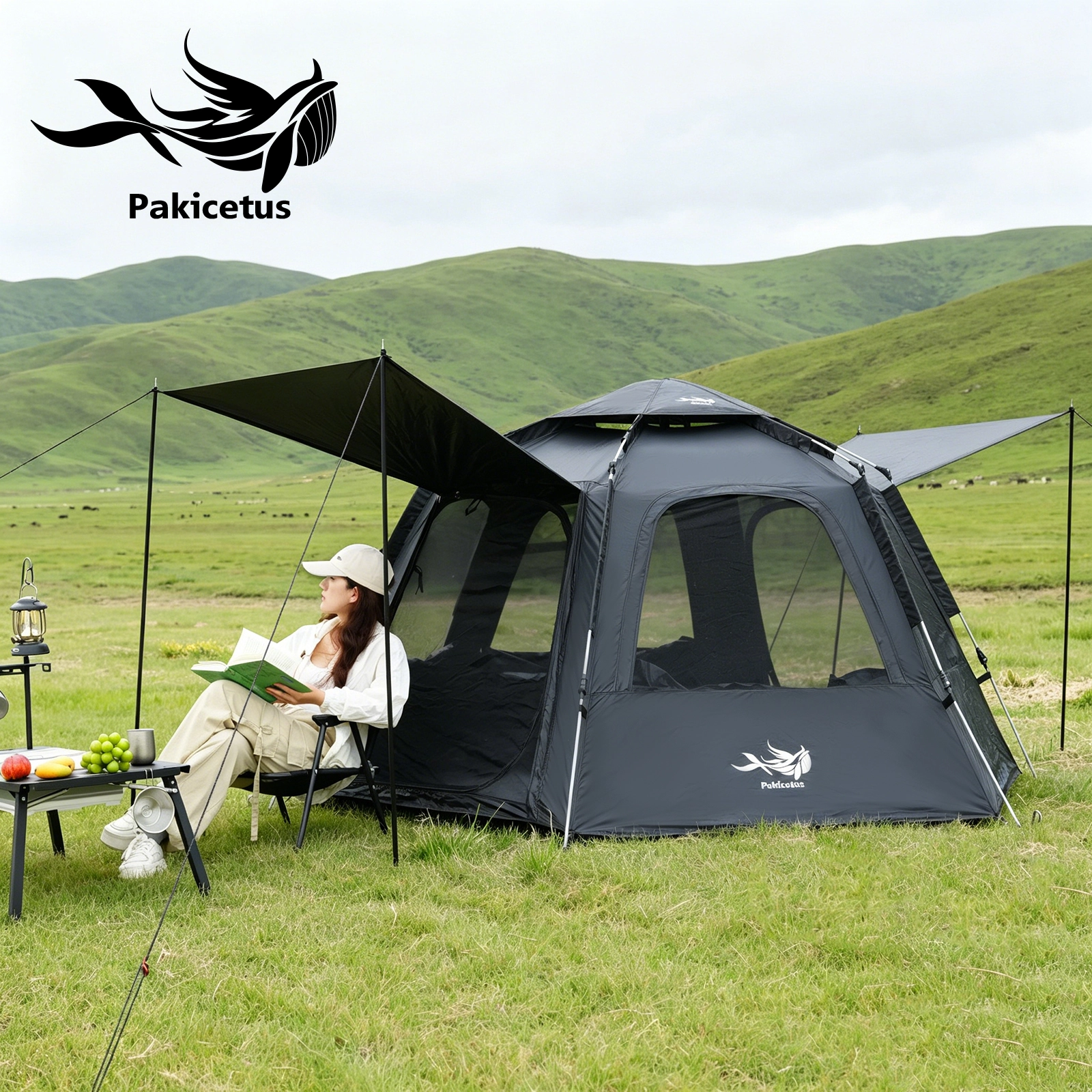 Large Black Hexagon Camping Tent