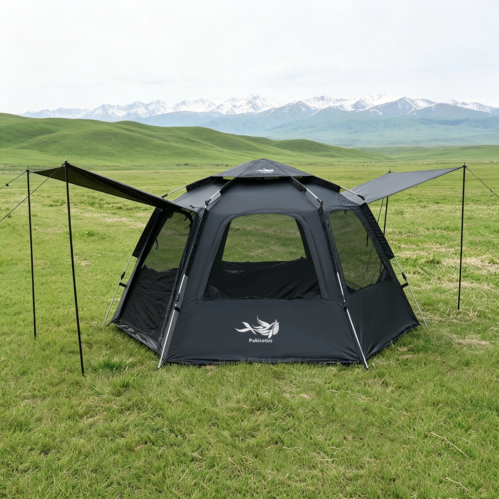 Large Black Hexagon Camping Tent – view 3
