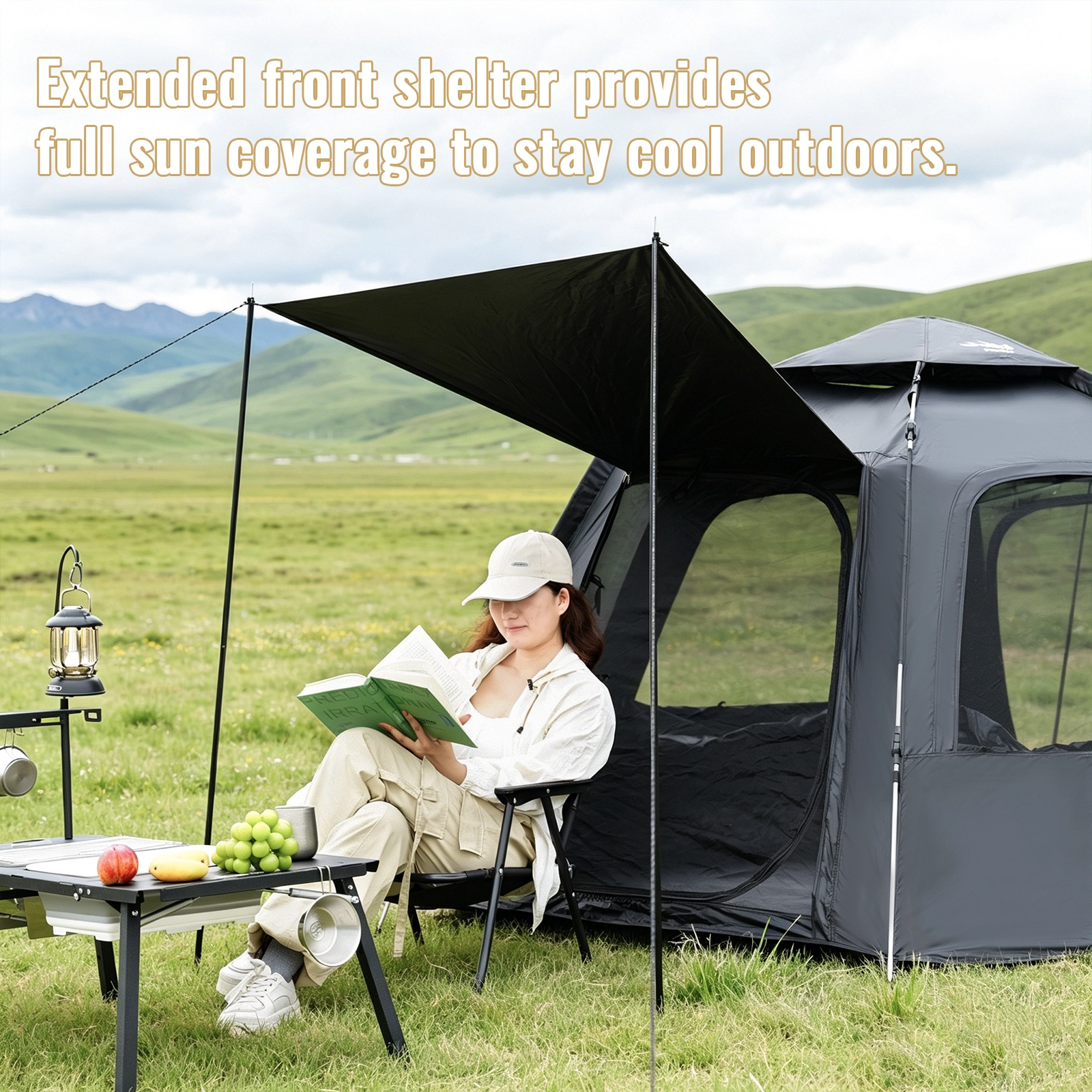 Large Black Hexagon Camping Tent – view 4