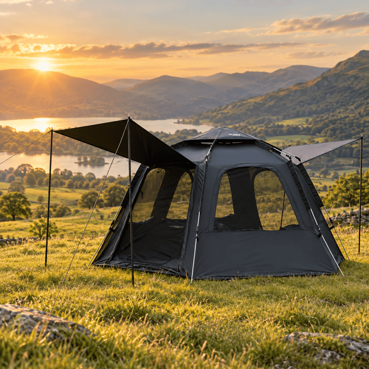 Large Black Hexagon Camping Tent - view 1